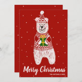 Frohe Weihnachten Funny Bär Present Red Stripe (Vorne/Hinten)