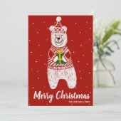 Frohe Weihnachten Funny Bär Present Red Stripe (Stehend Vorderseite)