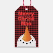 Frohe Weihnachten Funny Bold Snowman Rustikales La Geschenkanhänger (Vorderseite)