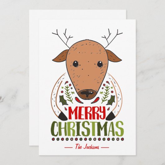 Frohe Weihnachten Funny Deer Individuelle Name wün (Vorne/Hinten)