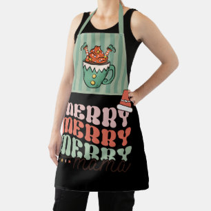 Frohe Weihnachten Funny Elf grün und schwarz Mama Schürze