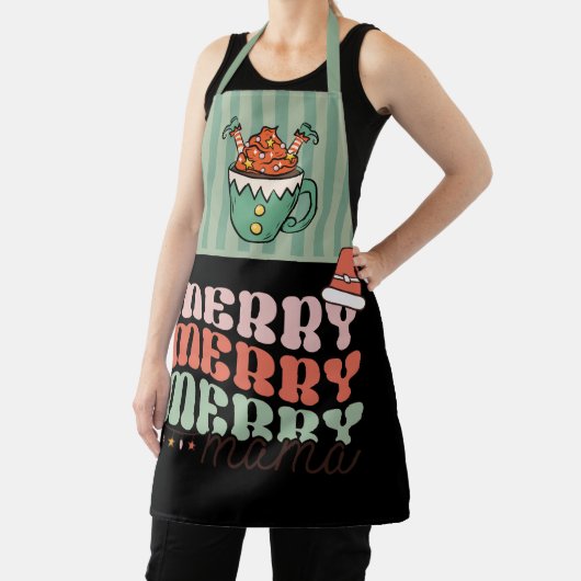 Frohe Weihnachten Funny Elf grün und schwarz Mama Schürze (InSitu)