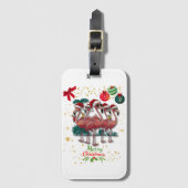 Frohe Weihnachten Funny Flamingo mit Sonnenbrille Gepäckanhänger (Vorderseite Vertikal)