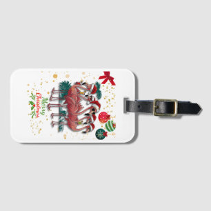 Frohe Weihnachten Funny Flamingo mit Sonnenbrille Gepäckanhänger