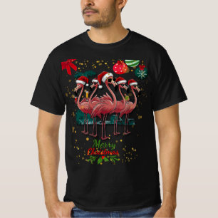 Frohe Weihnachten Funny Flamingo mit Sonnenbrille T-Shirt