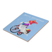 Frohe Weihnachten - Funny Gnome mit Bike und Gesch Fliese (Seite)