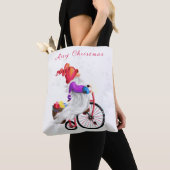 Frohe Weihnachten - Funny Gnome mit Bike und Gesch Tasche (Von Nahem)