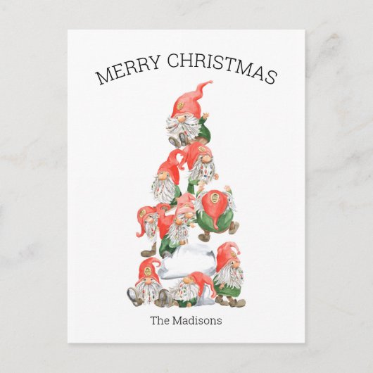 Frohe Weihnachten Funny Gnomes Tree (Vorderseite)
