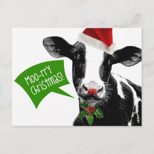 Frohe Weihnachten! Funny Holiday Cow in Weihnachts Feiertagspostkarte