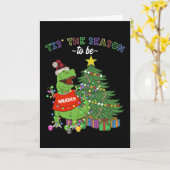 Frohe Weihnachten Funny Naughty Dinosaur Karte (Gelbe Blume)