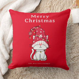Frohe Weihnachten Funny Niedlich Cat Throw Kissen