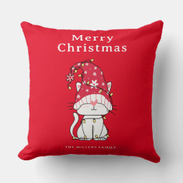 Frohe Weihnachten Funny Niedlich Cat Throw Kissen 