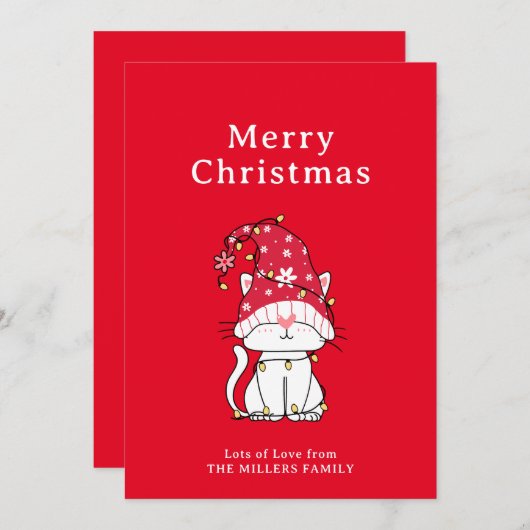 Frohe Weihnachten Funny Niedlich Christmas Cat (Vorne/Hinten)