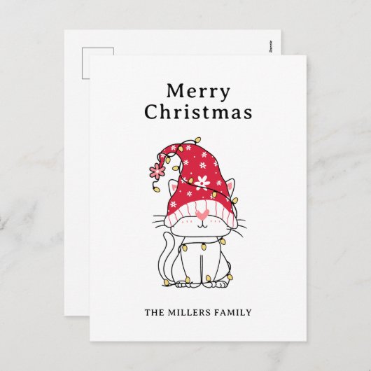 Frohe Weihnachten Funny Niedlich Christmas Cat (Vorne/Hinten)