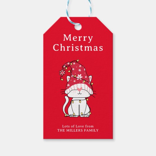 Frohe Weihnachten Funny Niedlich Christmas Cat Geschenkanhänger (Vorderseite)