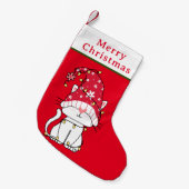 Frohe Weihnachten Funny Niedlich Christmas Cat Kleiner Weihnachtsstrumpf (Vorderansicht (hängend))