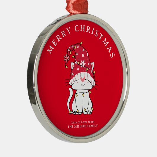 Frohe Weihnachten Funny Niedlich Christmas Cat Ornament Aus Metall (Rechts)