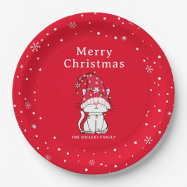 Frohe Weihnachten Funny Niedlich Christmas Cat Pappteller