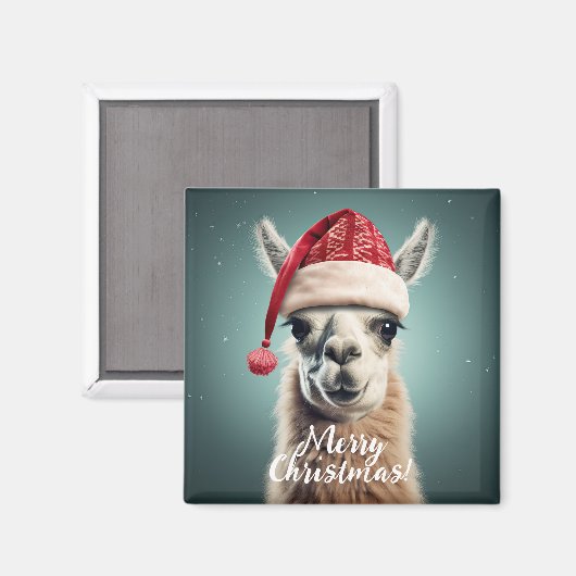 Frohe Weihnachten Funny Niedlich Lllama Alpaca Wei Magnet (Vorderseite/Rückseite)