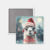 Frohe Weihnachten Funny Niedlich Lllama Alpaca Wei Magnet (Vorderseite/Rückseite)