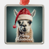 Frohe Weihnachten Funny Niedlich Lllama Alpaca Wei Ornament Aus Metall (Vorne)