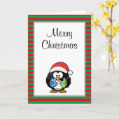 Frohe Weihnachten Funny Pinguin Weihnachtskarte Karte (Gelbe Blume)