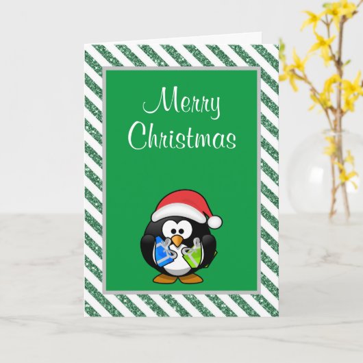 Frohe Weihnachten Funny Pinguin Weihnachtskarte Karte (Gelbe Blume)