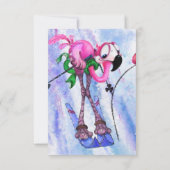 Frohe Weihnachten - Funny Pink Flamingo Skier - Sp (Rückseite)