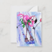 Frohe Weihnachten - Funny Pink Flamingo Skier - Sp Mitteilungskarte (Rückseite)