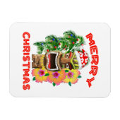 Frohe Weihnachten Funny Santa Tiki Magnet (Horizontal)