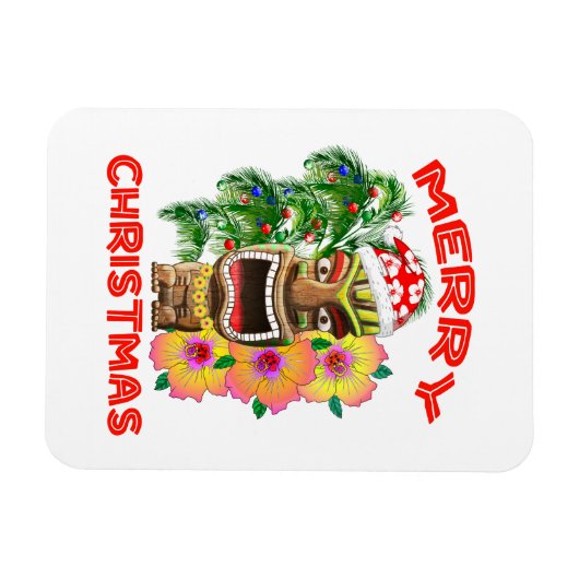 Frohe Weihnachten Funny Santa Tiki Magnet (Horizontal)