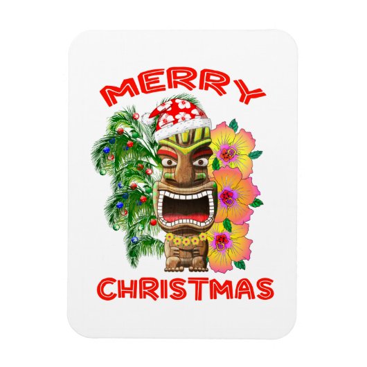 Frohe Weihnachten Funny Santa Tiki Magnet (Vertikal)