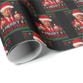 Frohe Weihnachten Funny Trump Weihnachtsmannmütze  Geschenkpapier (Rolleneckpunkt)