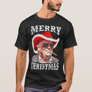 Frohe Weihnachten Funny Trump Western Cowboy Match T-Shirt