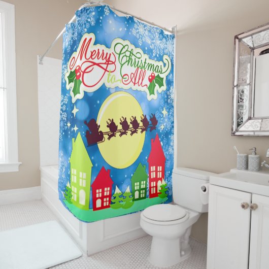 Frohe Weihnachten für alle Duschvorhang (Beispiel)