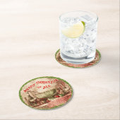 Frohe Weihnachten für alle Kranz und Ernährung Runder Pappuntersetzer (Vor Ort)