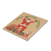 Frohe Weihnachten für alle! Vintager Weihnachtsman Fliese (Seite)