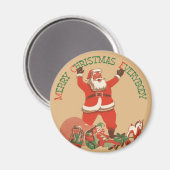 Frohe Weihnachten für alle! Vintager Weihnachtsman Magnet (Vorderseite/Rückseite)