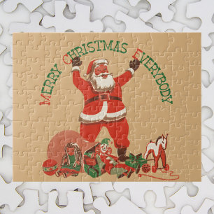 Frohe Weihnachten für alle! Vintager Weihnachtsman Puzzle