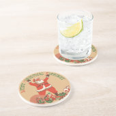 Frohe Weihnachten für alle! Vintager Weihnachtsman Untersetzer (Seite)