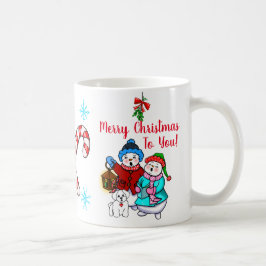 "Frohe Weihnachten für dich" Caroling Snowmen Tass Kaffeetasse