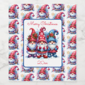 Frohe Weihnachten für dich | Holiday Gnomes Weinetikett (Einzelnes Label)