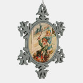 Frohe Weihnachten für dich Schneeflocken Zinn-Ornament (Links)