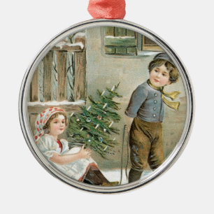 Frohe Weihnachten für dich! Silbernes Ornament