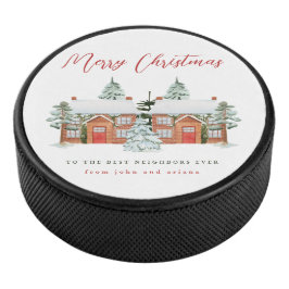 Frohe Weihnachten für die besten Nachbarn Eishockey Puck
