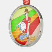 Frohe Weihnachten für einen Back Yard Chicken Hobb Ornament Aus Metall (Links)