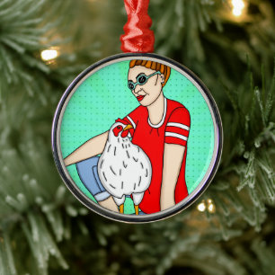 Frohe Weihnachten für einen Back Yard Chicken Hobb Ornament Aus Metall