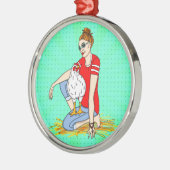 Frohe Weihnachten für einen Back Yard Chicken Hobb Ornament Aus Metall (Links)