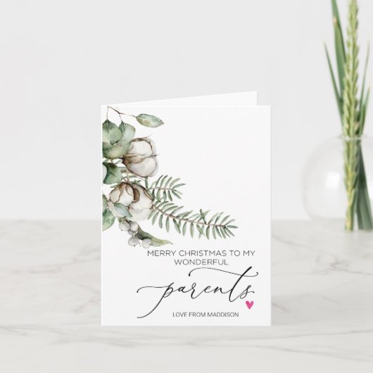 Frohe Weihnachten für Eltern aus der Tochter Karte (Vorderseite)