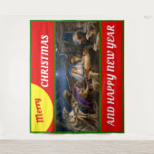 Frohe Weihnachten für Fenster werfen Vlies Decke Wandteppich (Vorderseite)